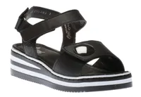 Luzern Black White Stripe Sole Wedge Sandal