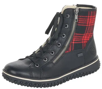 Eagle Black Red Tartan Ankle Boot