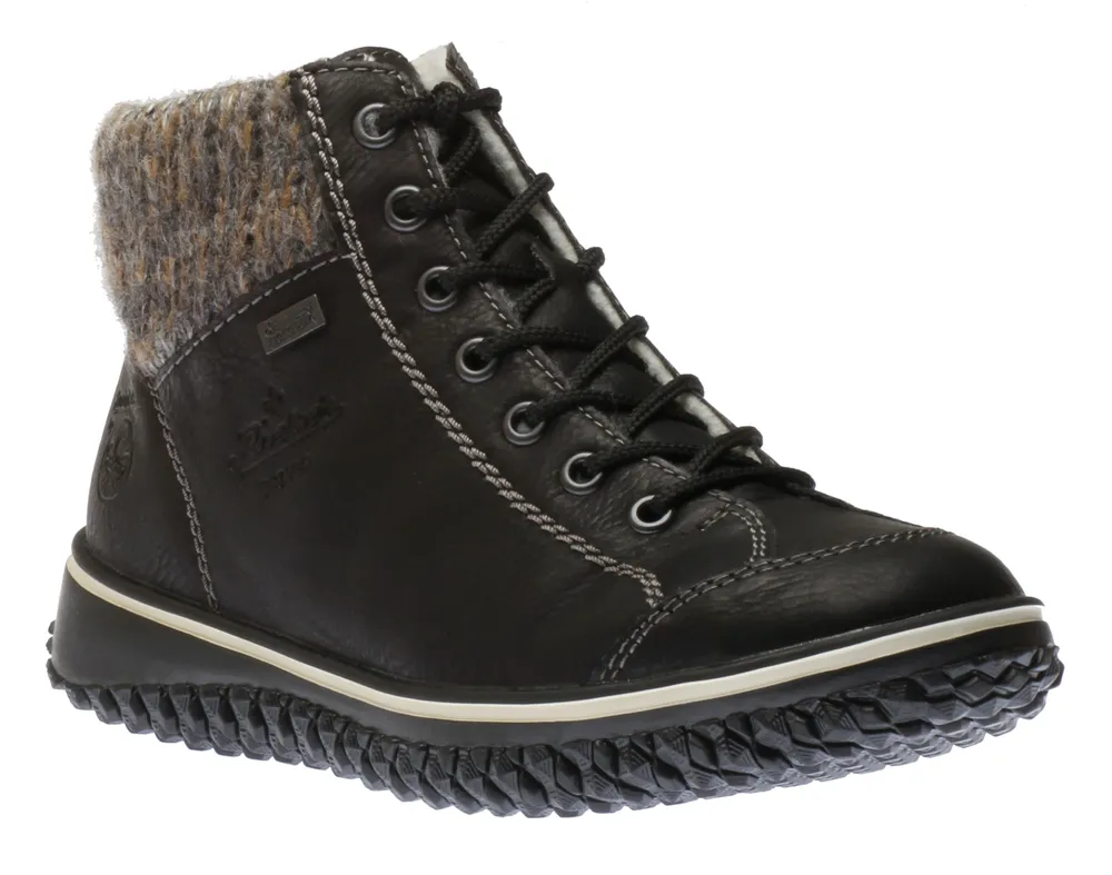 Eagle Black Knit Lace-Up Ankle Boot
