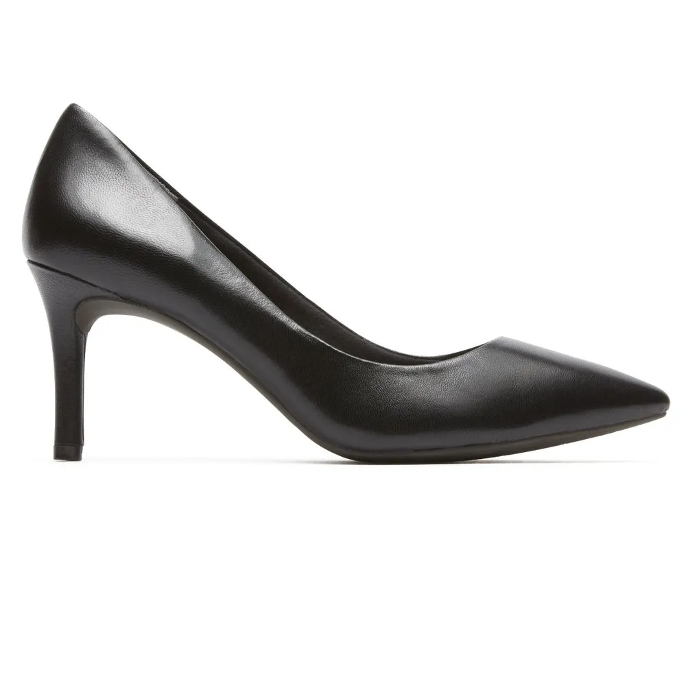 Total Motion Black Leather Pointed Toe Heel Dress Pump
