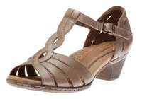 Abbott Curvy Khaki Leather Strap Sandal