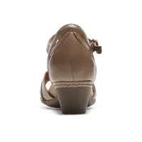 Abbott Curvy Khaki Leather Strap Sandal