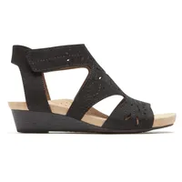 Hollywood Black Leather Hi Caged Sandal