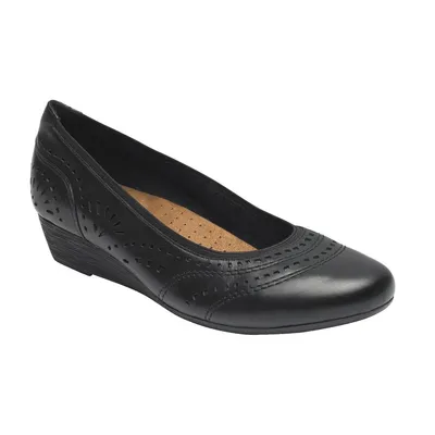 Judson Black Perforated Leather Wedge Pump