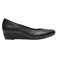 Judson Black Perforated Leather Wedge Pump