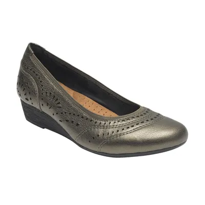 Judson Metallic Perforated Leather Wedge Pump