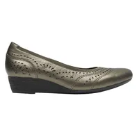 Judson Metallic Perforated Leather Wedge Pump