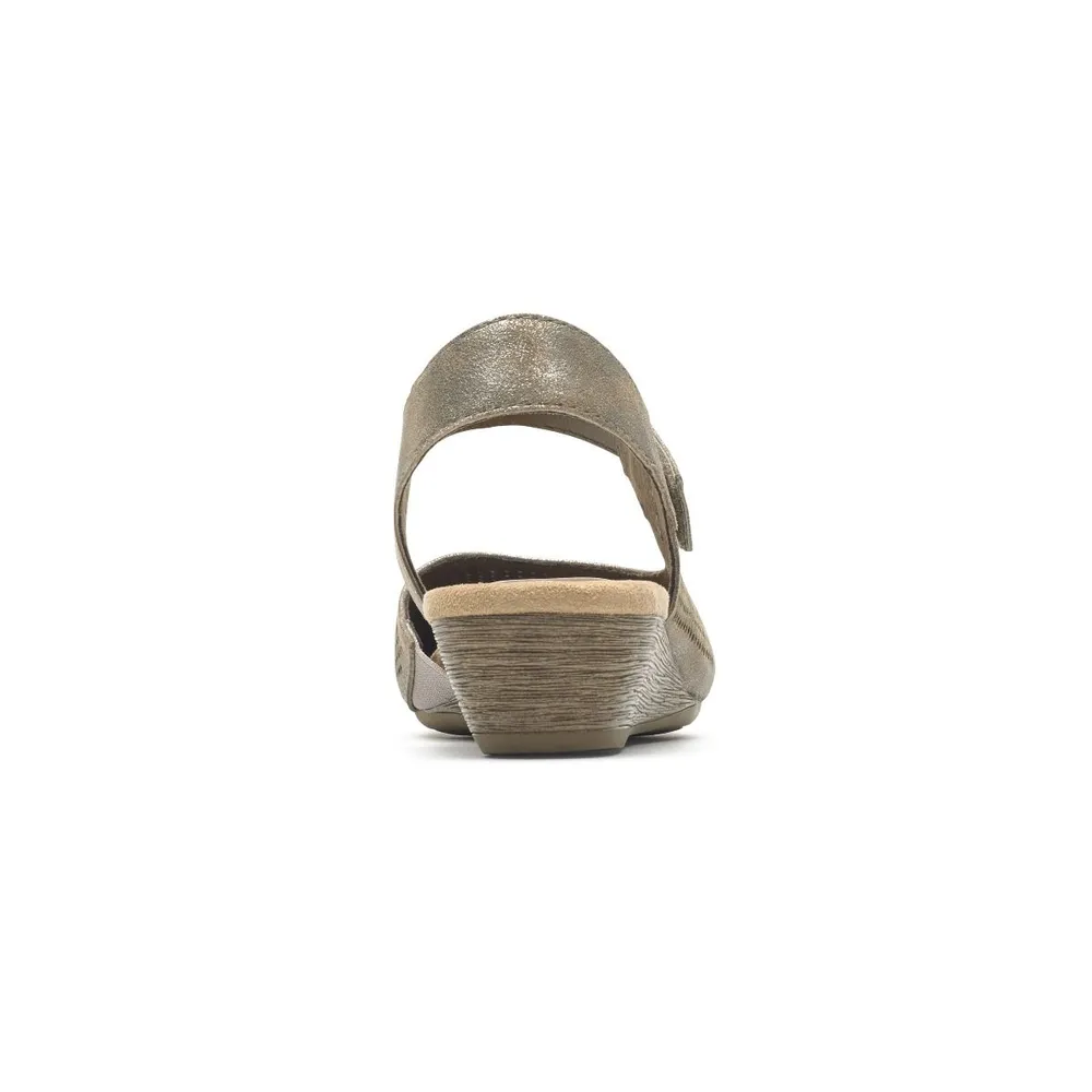Judson Metallic Perforated Leather Wedge Sandal
