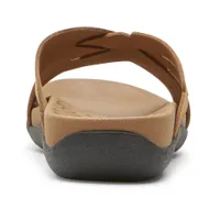 Ridge Woven Tan Brown Leather Slide Sandal