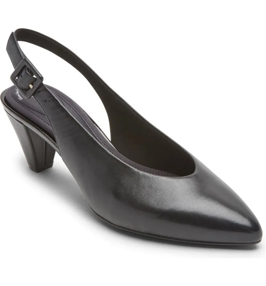 Saleya Black Leather Dress Slingback Pump