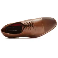 Saxxen Cognac Brown Leather Wingtip Oxford Dress Shoe