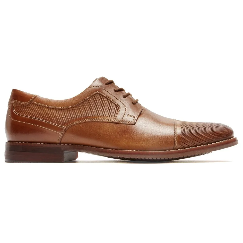 Saxxen Cognac Brown Leather Wingtip Oxford Dress Shoe