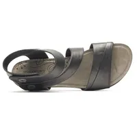 Shona Black Metallic Leather Asymmetrical Cuff Wedge Sandal