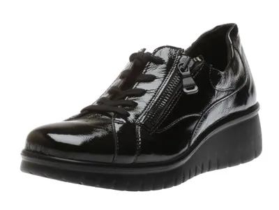 Calais 22 Black Patent Lace-Up Wedge Sneaker