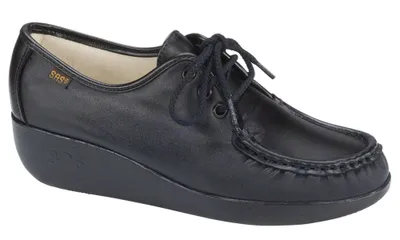 Bounce Black Leather Lace-Up Mocassin