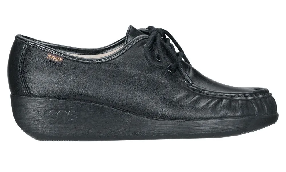 Bounce Black Leather Lace-Up Mocassin