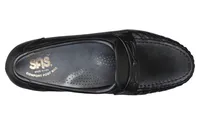Easier Black Leather Slip On Wedge Loafer
