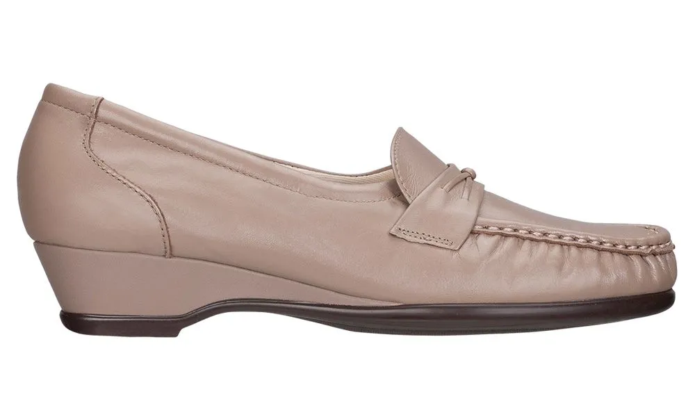 Easier Mocha Leather Slip On Wedge Loafer