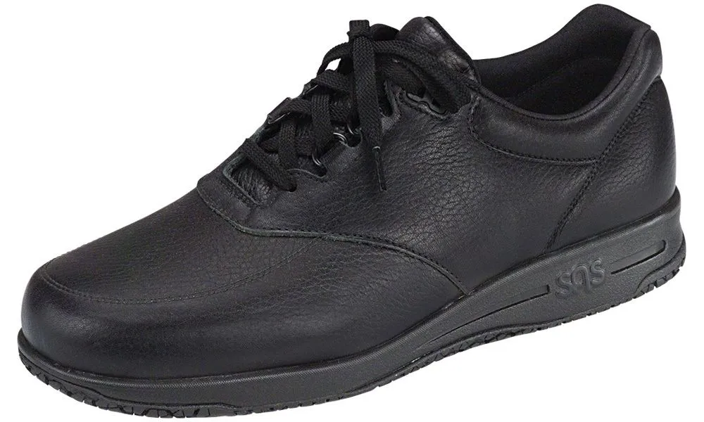Guardian Black Leather Non-Slip Lace-Up Walking Shoe