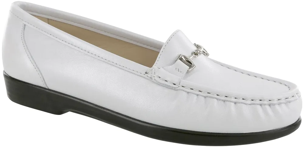 Metro Pearl White Leather Slip On Loafer