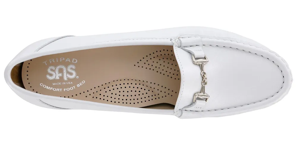 Metro Pearl White Leather Slip On Loafer