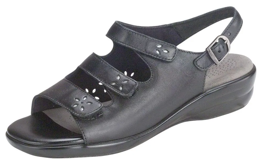 Quatro Black Leather Slingback Sandal