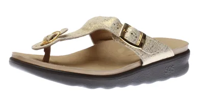 Sanibel Shiny Gold Thong Sandal