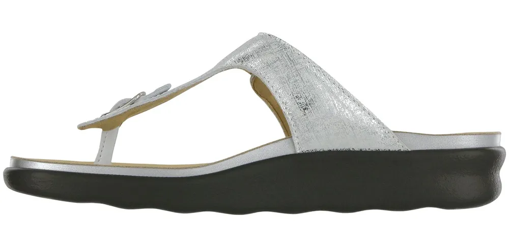 Sanibel Shiny Silver Thong Sandal