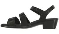Savannah Black Leather Heel Strap Sandal