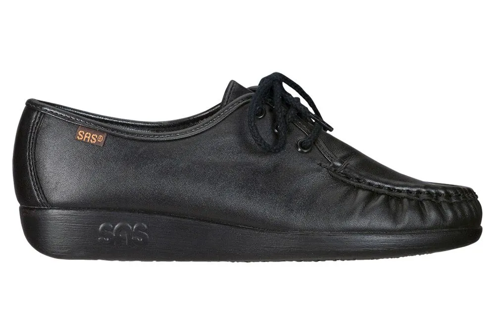 Siesta Black Leather Lace-Up Loafer