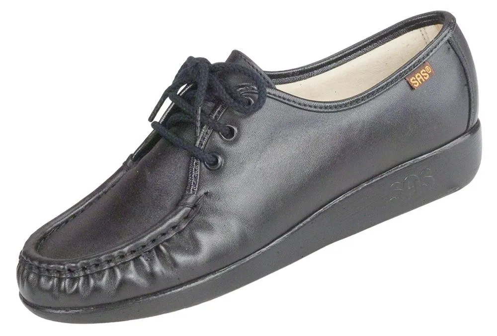 Siesta Black Leather Lace-Up Loafer