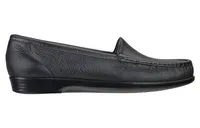 Simplify Black Leather Slip On Loafer