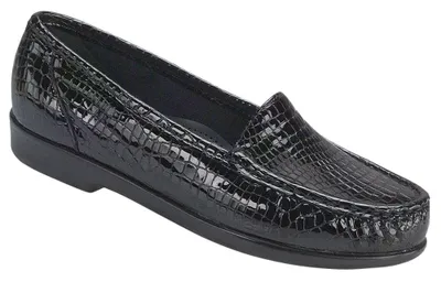 Simplify Black Croc Slip On Loafer