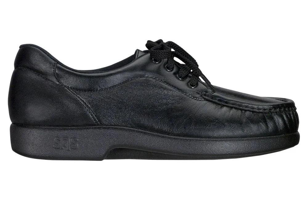 Take Time Black Leather Lace-Up Loafer