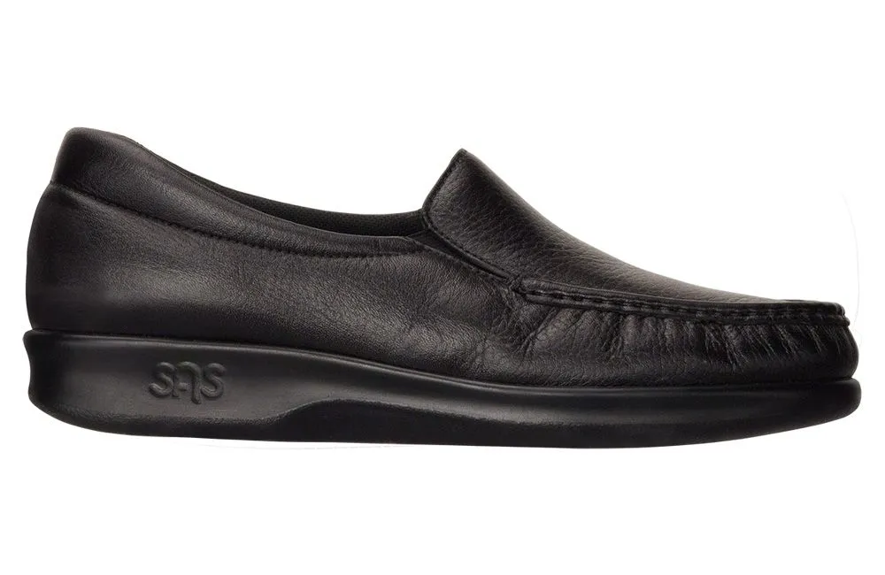 Twin Black Leather Slip-On Loafer