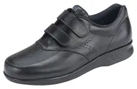 Vto Black Leather Velcro Walking Shoe