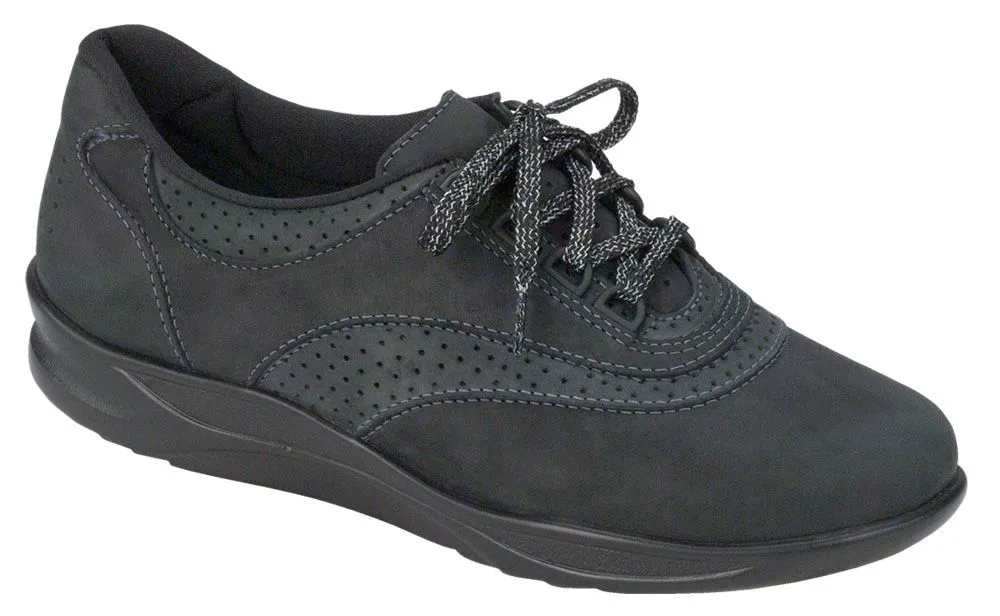 Walk Easy Nero Nubuck Leather Walking Shoe