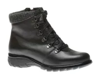 Yukon Black Leather Lace-Up Winter Ankle Boot