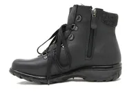 Yukon Black Leather Lace-Up Winter Ankle Boot