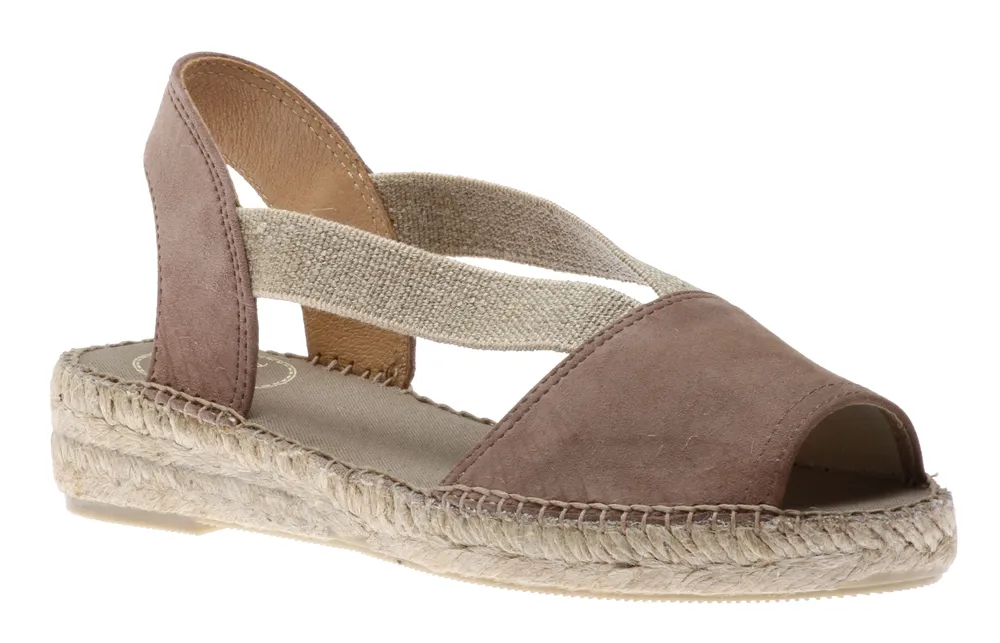 Ella Taupe Suede Slip-On Espadrille Flat Sandal