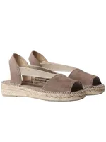 Ella Taupe Suede Slip-On Espadrille Flat Sandal