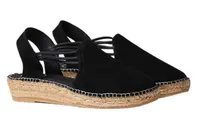 Nuria Black Suede Slip-On Espadrille Flat Sandal