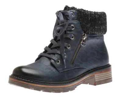 Amy Navy Lace-Up Ankle Boot