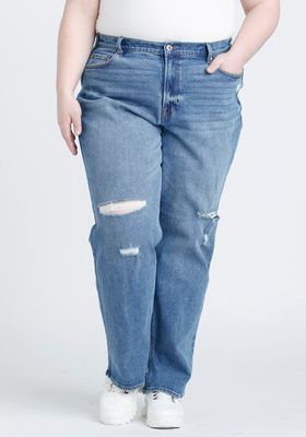 Women's Plus High Rise Destroyed Vintage Straight Jeans