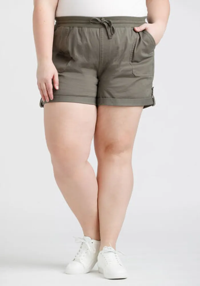 Women's Knit Waist Stretch Twill Utility Shortie