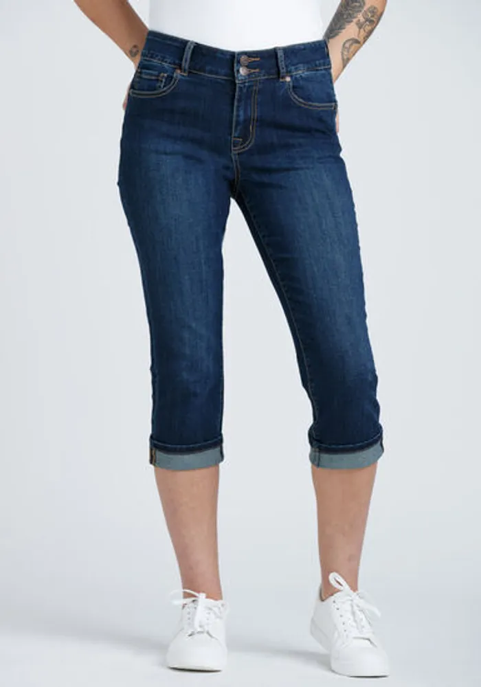 Women's 2 Button Cuffed Jean Capri