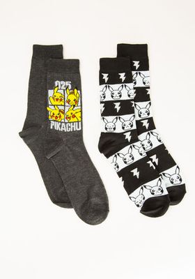 Men's 2 Pack Pikachu Crew Sock