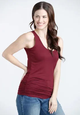 Women's Scoop Neck Side Ruched Tank