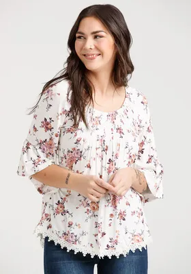 Women's Floral Bell Sleeve Top
