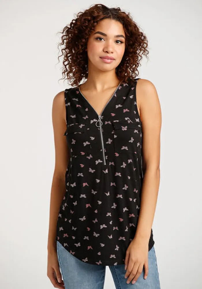 Women's Butterfly Half Zip Tank